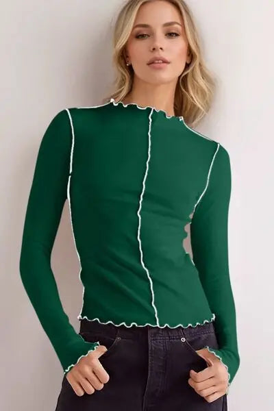 'Jedda' Ribbed Long Sleeve T-Shirt - Celes Fashion